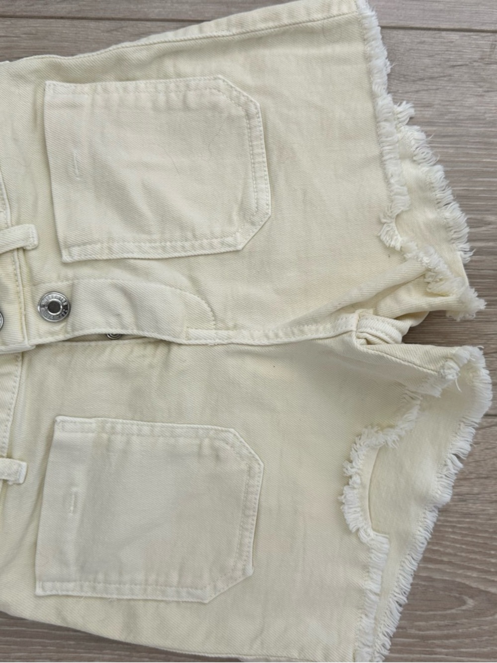 Zara Cream Frayed Hem Denim Shorts